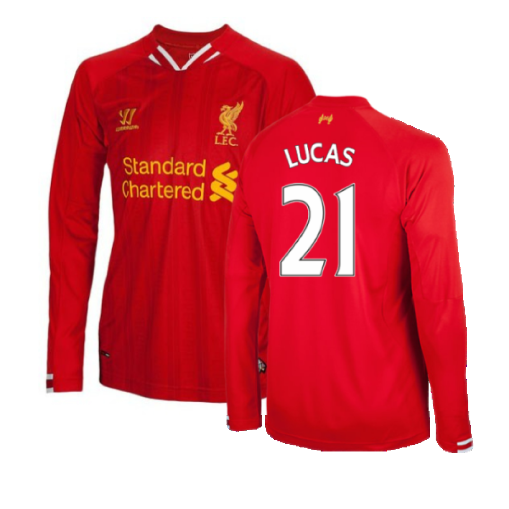 Liverpool 2013-14 Home Long Sleeve Shirt (XL) (Excellent) (LUCAS 21)_0