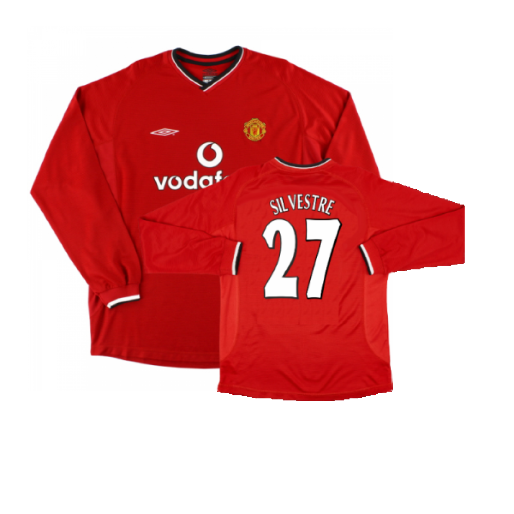 Manchester United 2000-02 Long Sleeved Home Shirt (XXL) (Excellent) (Silvestre 27)_0