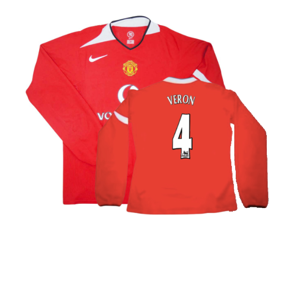 Manchester United 2004-06 Home L/S Shirt (XL) (Very Good) (Veron 4)_0