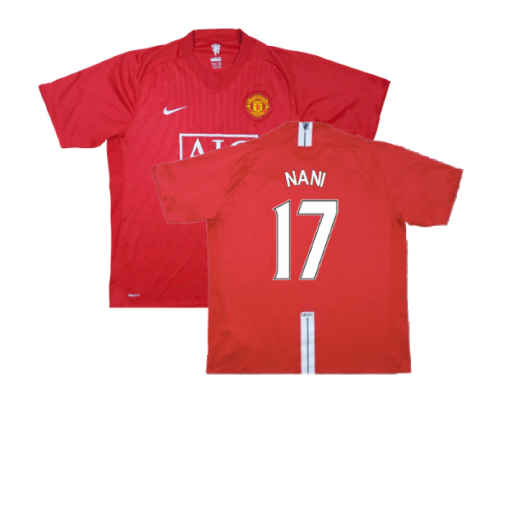 Manchester United 2007-09 Home Shirt (XL) (Excellent) (Nani 17)_0