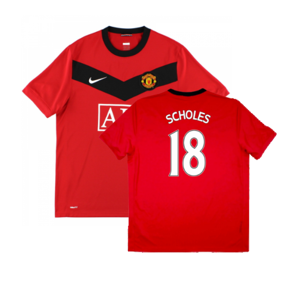 Manchester United 2009-10 Home Shirt (S) (Excellent) (Scholes 18)_0