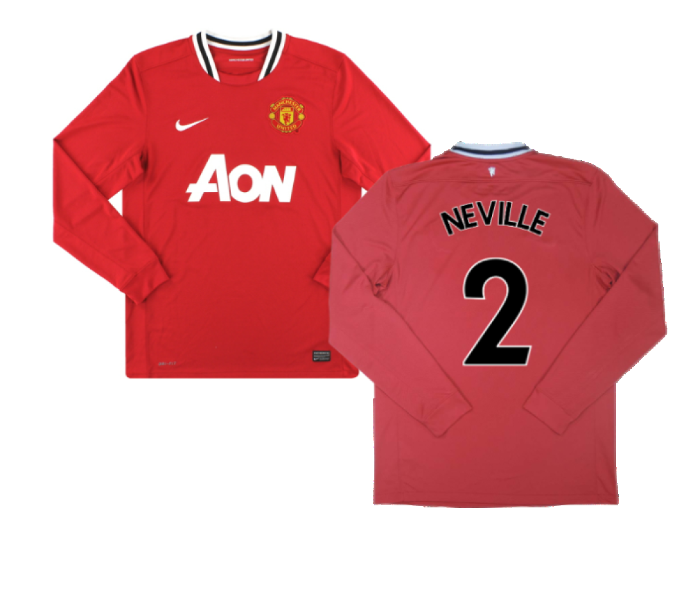 Manchester United 2011-12 Home Long Sleeve Shirt (M) Rooney #10 (Excellent) (NEVILLE 2)_0