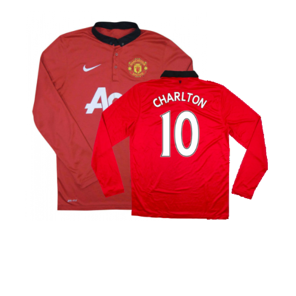 Manchester United 2013-14 Home Long Sleeve Shirt (L) (Mint) (Charlton 10)_0