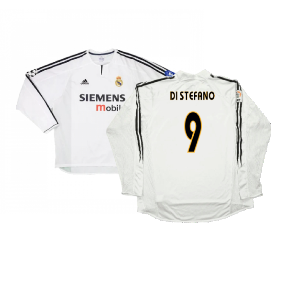 Real Madrid 2003-04 Home Long Sleeve Shirt (M) (Mint) (Di Stefano 9)_0