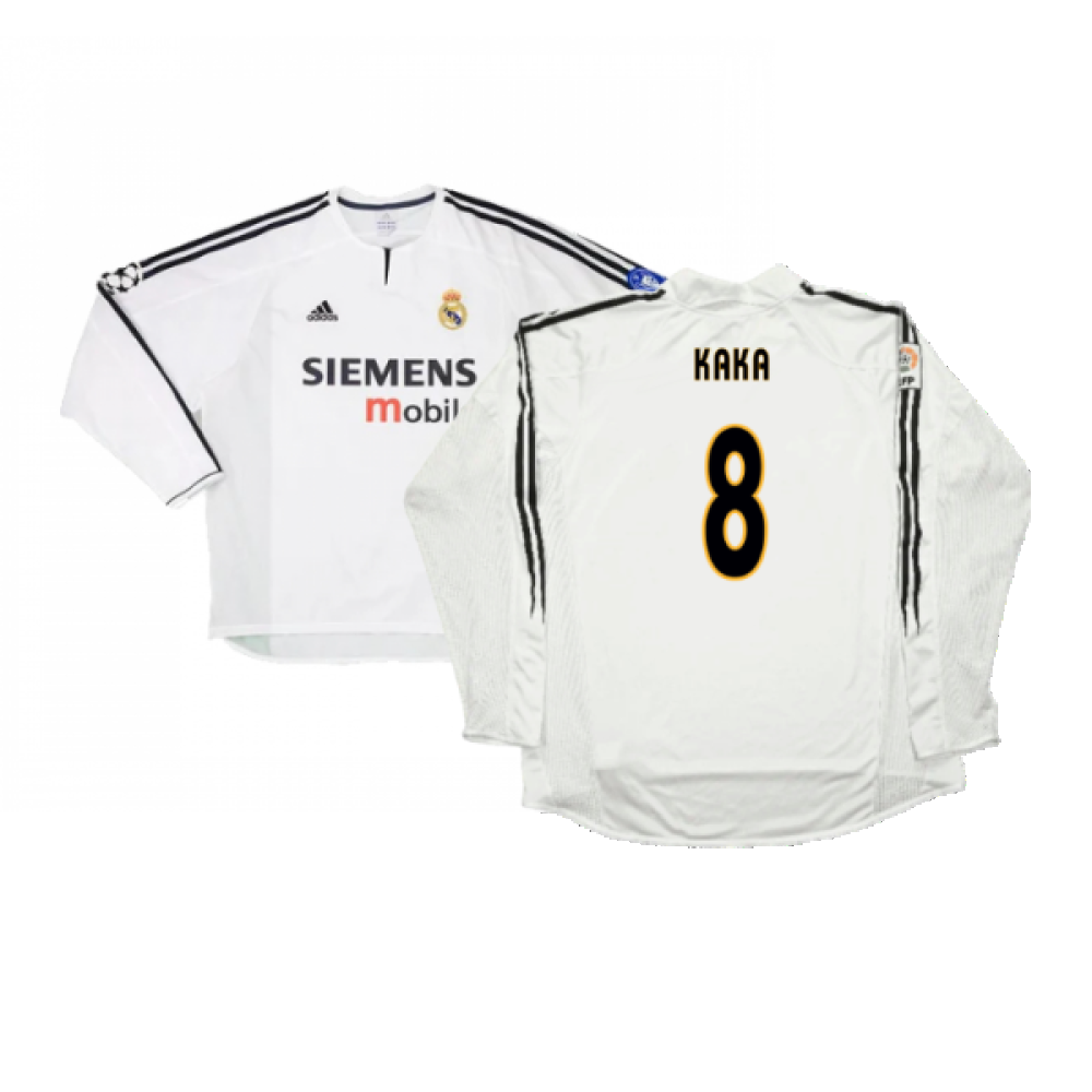 Real Madrid 2003-04 Home Long Sleeve Shirt (M) (Mint) (Kaka 8)_0