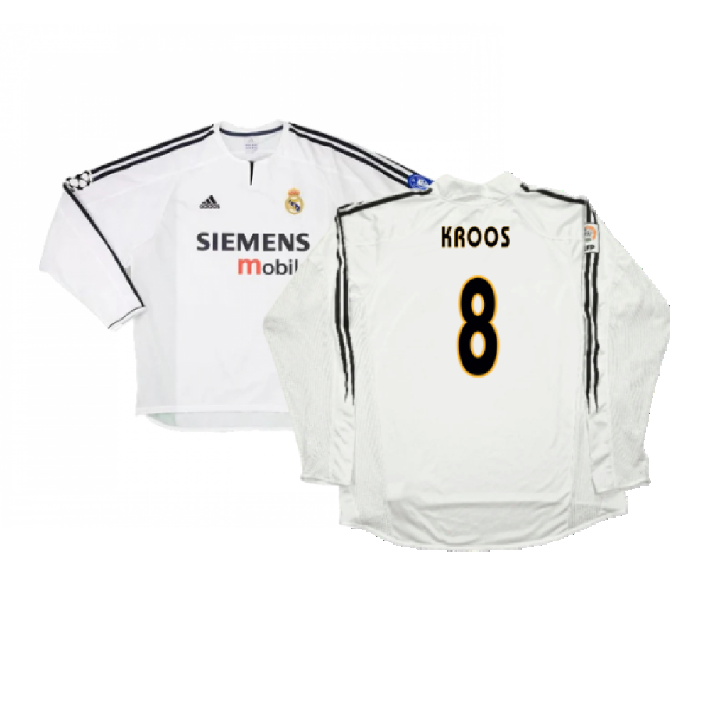 Real Madrid 2003-04 Home Long Sleeve Shirt (M) (Mint) (Kroos 8)_0