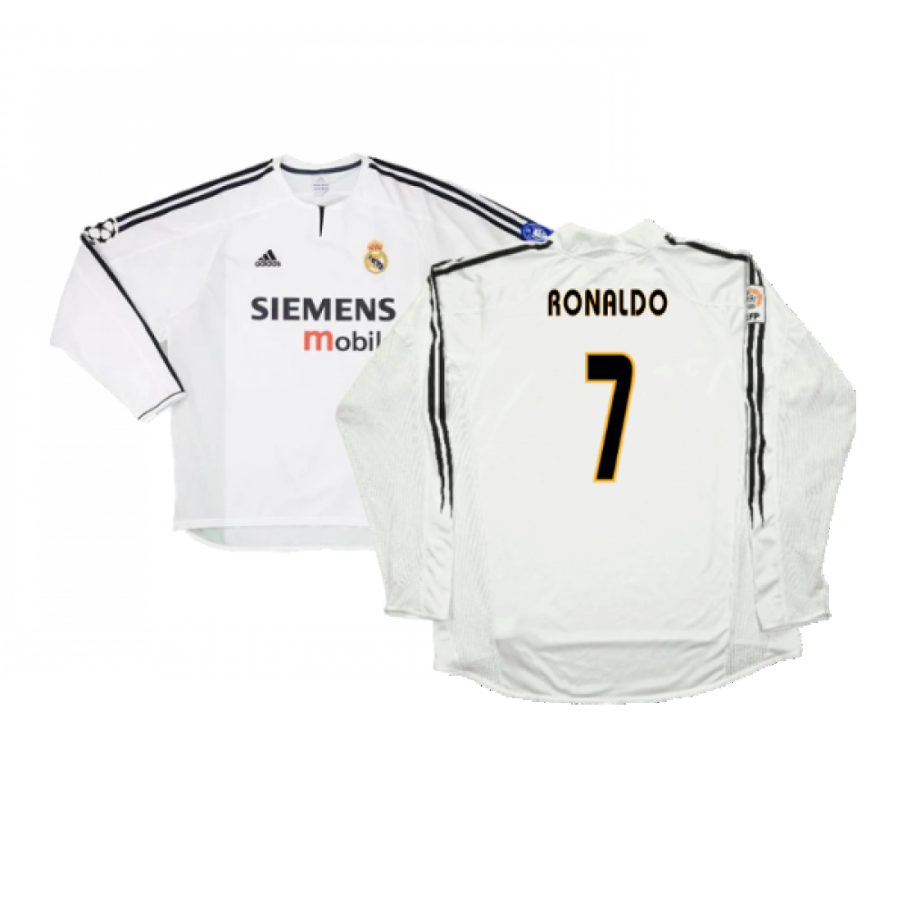 Real Madrid 2003-04 Home Long Sleeve Shirt (M) (Mint) (Ronaldo 7)_0