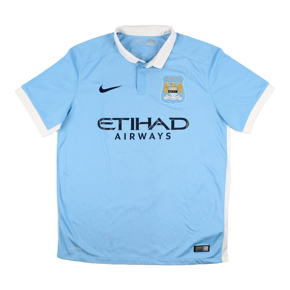 Manchester City 2015-16 Home Shirt (Kun Aguero #16) ((Good) L)_1