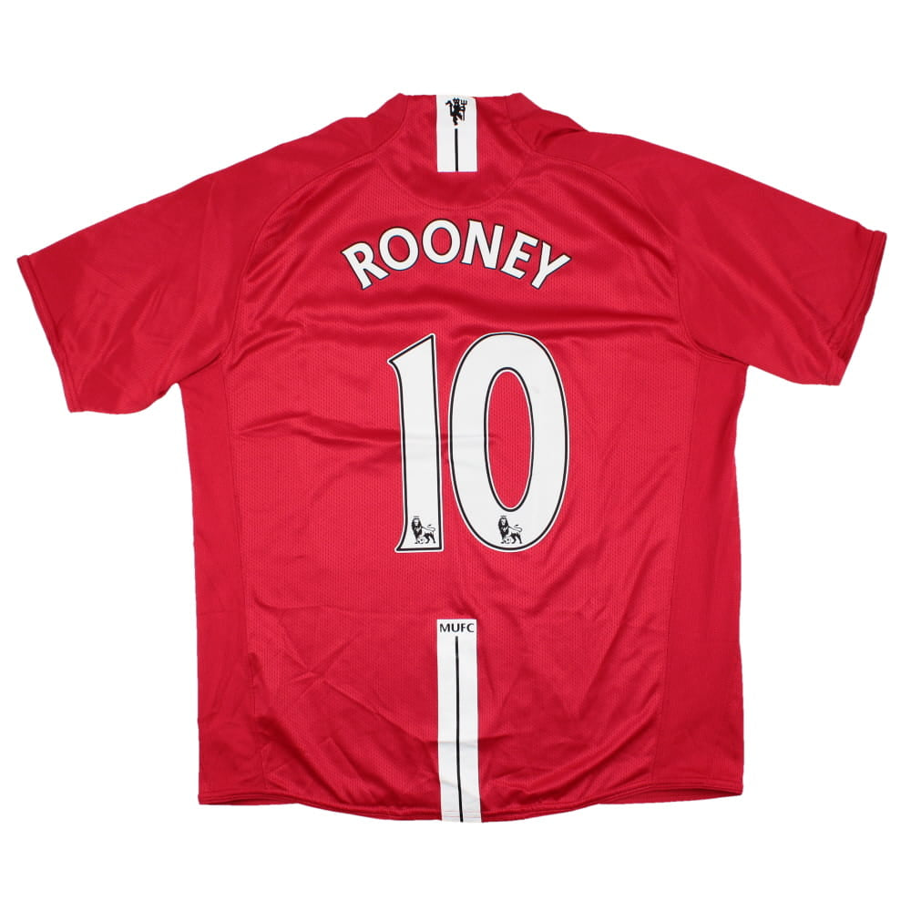 Manchester United 2007-09 Home Shirt (L) Rooney #10 (Very Good)_0