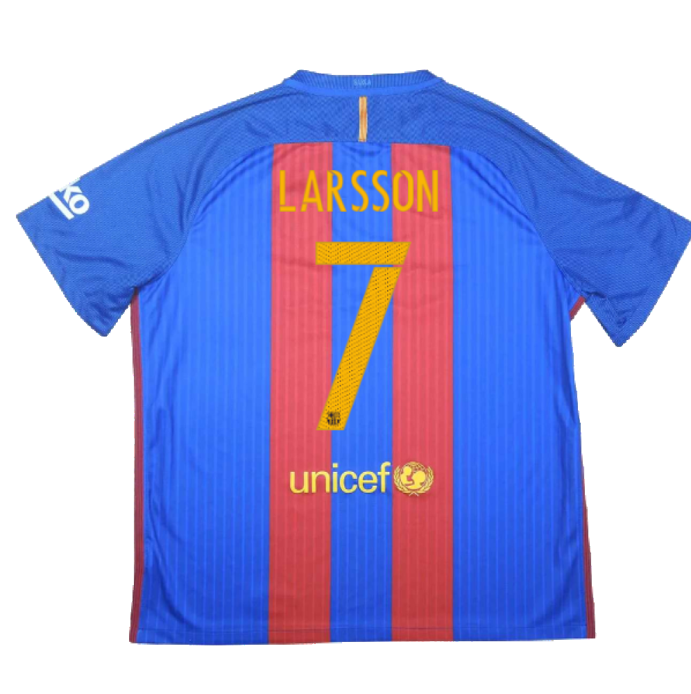 Barcelona 2016-17 Home Shirt (S) (Larsson 7) (Good)_1