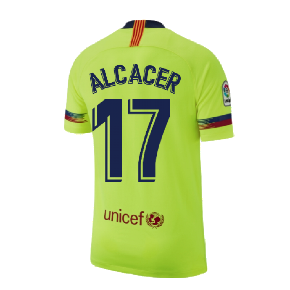 Barcelona 2018-19 Away Shirt ((Excellent) S) (Alcacer 17)_2