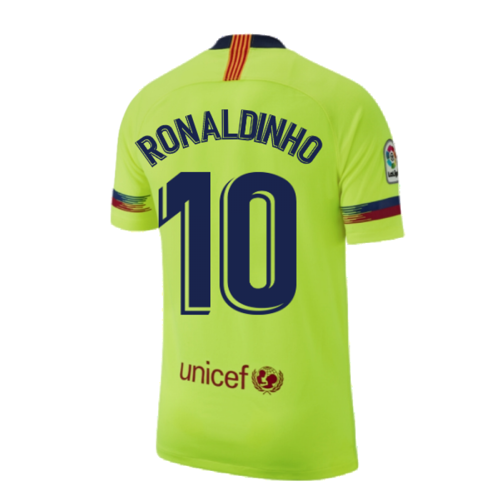 Barcelona 2018-19 Away Shirt ((Excellent) S) (Ronaldinho 10)_2