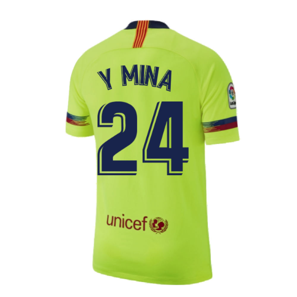 Barcelona 2018-19 Away Shirt ((Excellent) S) (Y Mina 24)_2