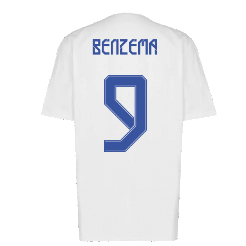 Real Madrid 2021-2022 Training Tee (White-Blue) (BENZEMA 9)_0