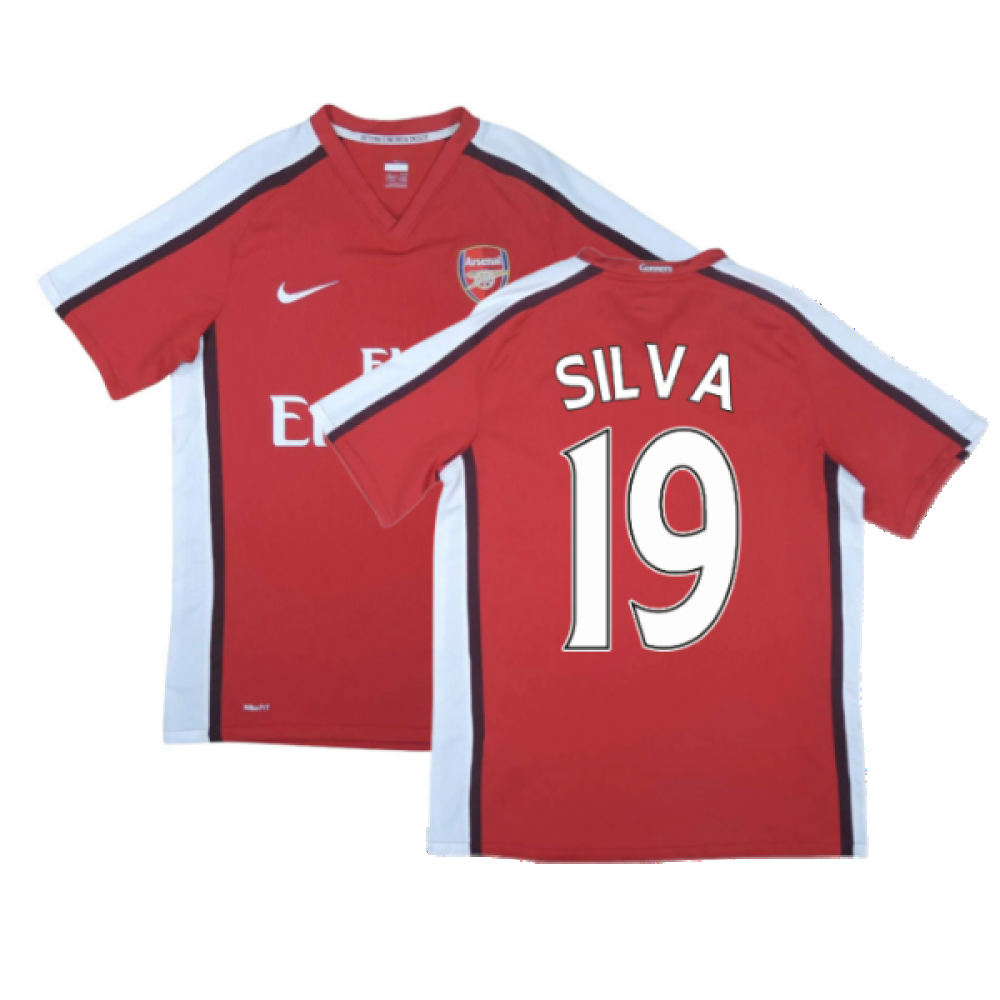 Arsenal 2008-10 Home Shirt ((Excellent) XL) (Silva 19)_0