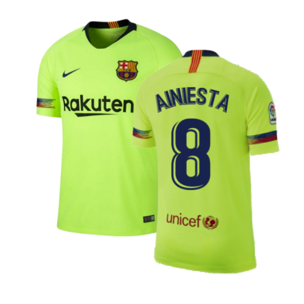 Barcelona 2018-19 Away Shirt ((Excellent) S) (A.Iniesta 8)_0