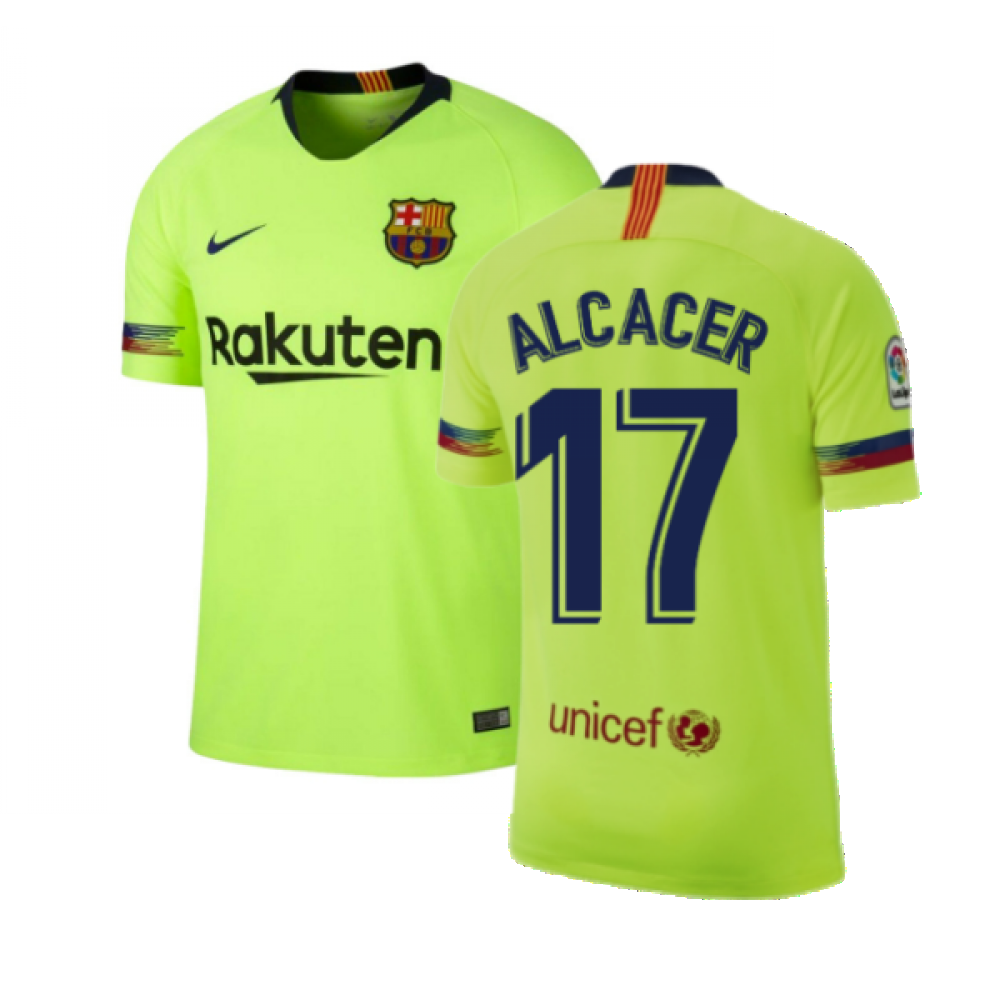 Barcelona 2018-19 Away Shirt ((Excellent) S) (Alcacer 17)_0