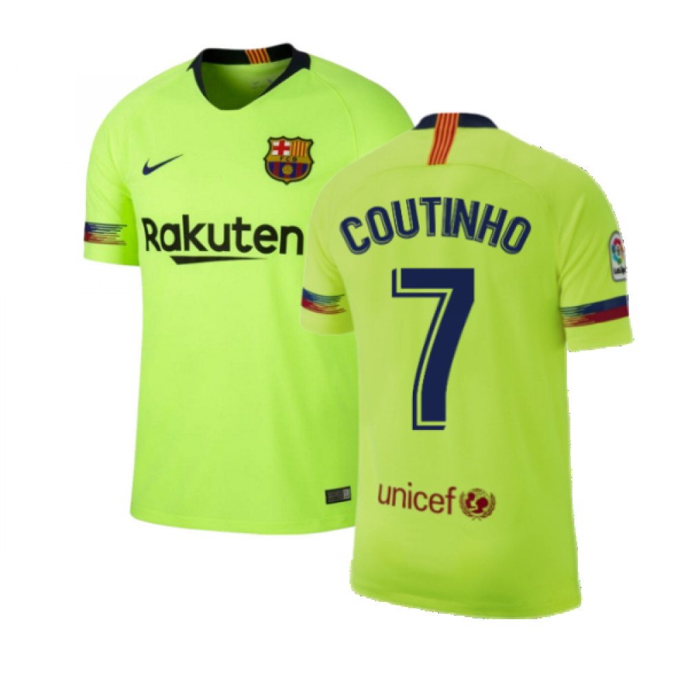 Barcelona 2018-19 Away Shirt ((Excellent) S) (Coutinho 7)_0