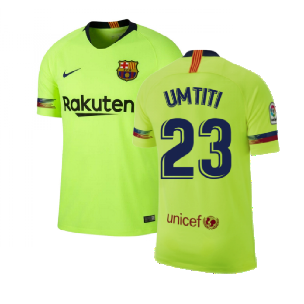 Barcelona 2018-19 Away Shirt ((Excellent) S) (Umtiti 23)_0