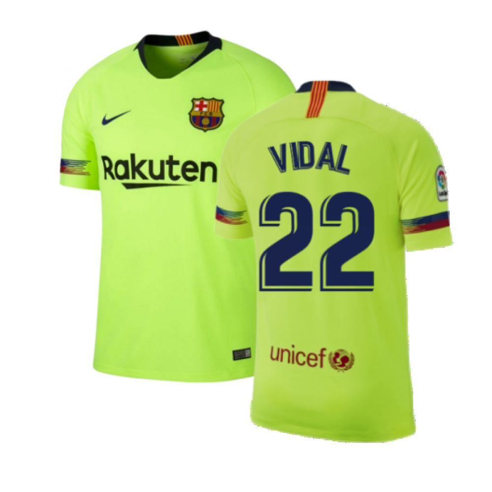 Barcelona 2018-19 Away Shirt ((Excellent) S) (Vidal 22)_0