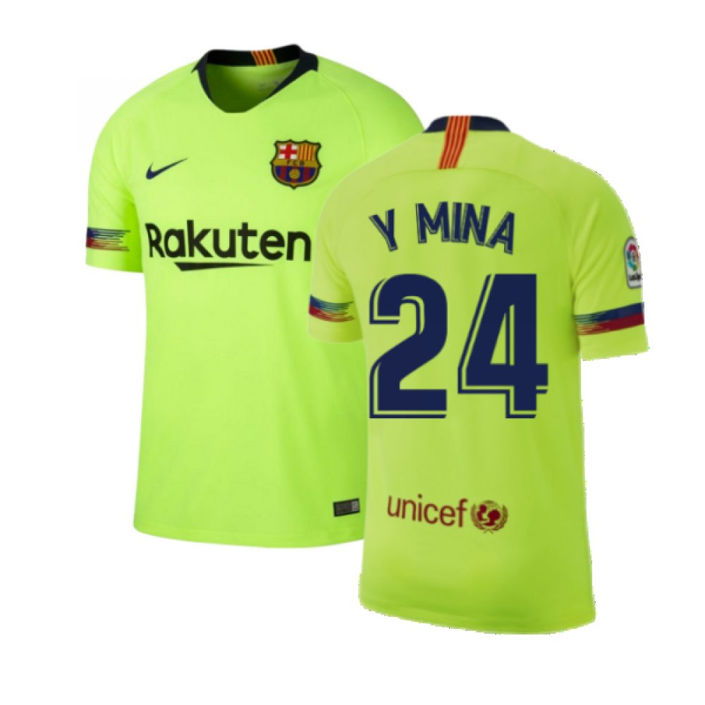 Barcelona 2018-19 Away Shirt ((Excellent) S) (Y Mina 24)_0