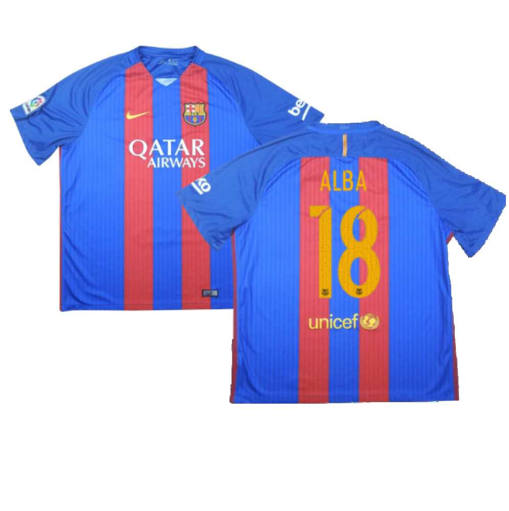 Barcelona 2016-17 Home Shirt (S) (Alba 18) (Good)_0