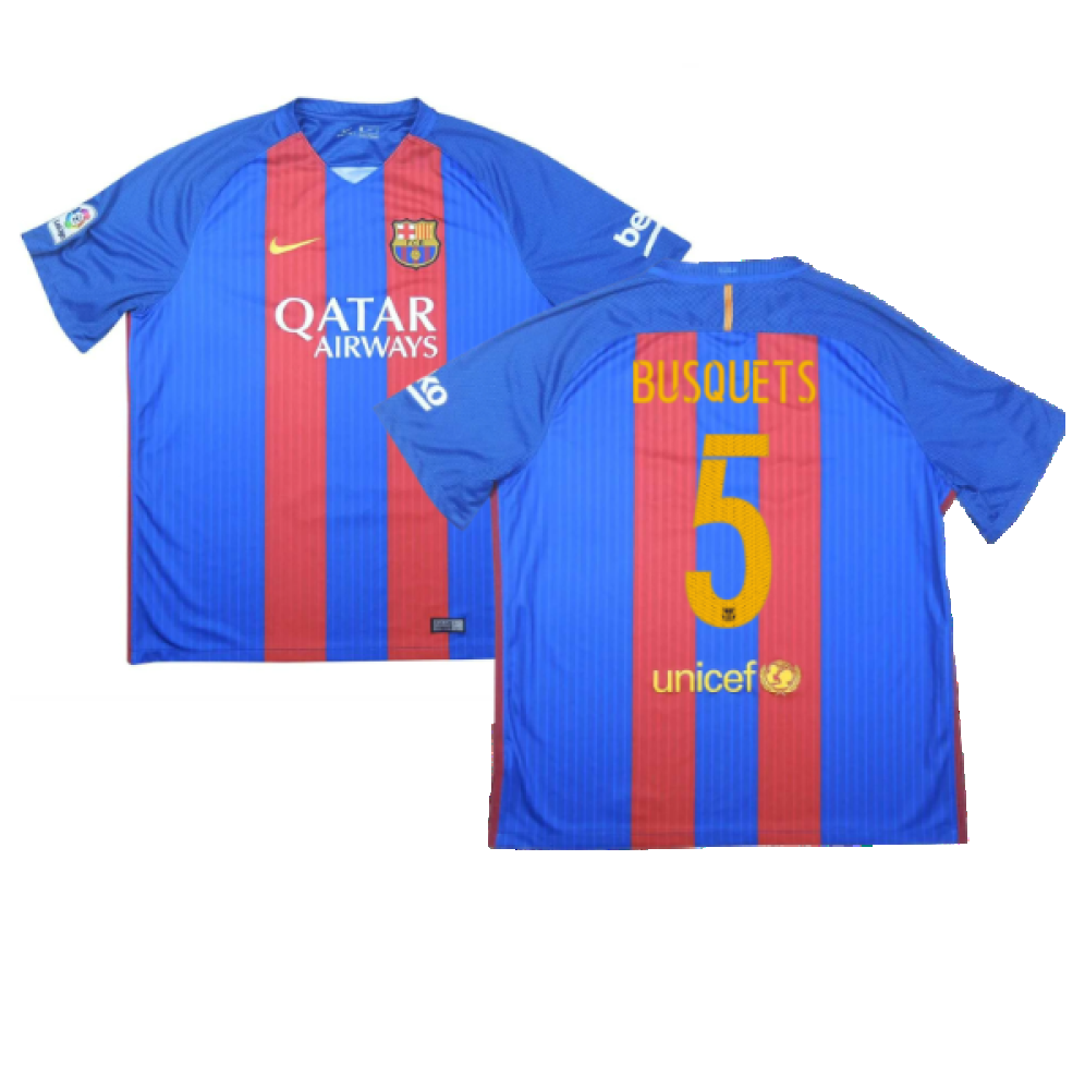 Barcelona 2016-17 Home Shirt (S) (Busquets 5) (Good)_0